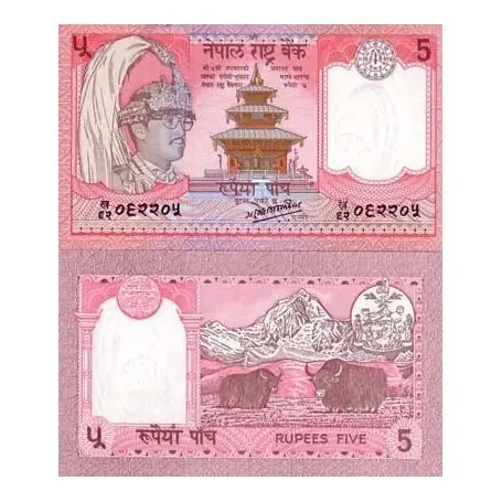 Livraison Gratuite Billet de collection Nepal Pk N° 30 - 5 Rupees