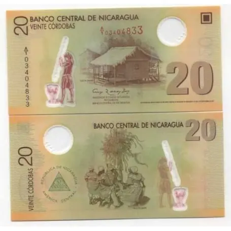 Billets de banque Nicaragua Pk N° 202 - 20 Cordobas Gros Lot