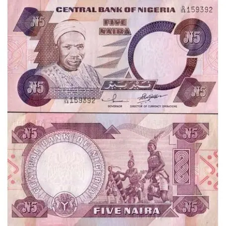 Billets collection Nigeria Pk N° 24 - 5 Naira Livraison Gratuite