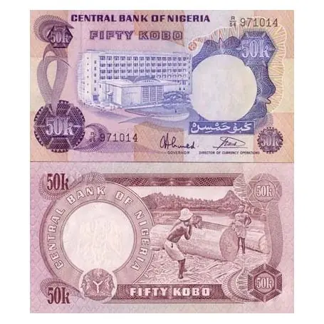 Billet de banque Nigeria Pk N° 14 - 50 Kobo Réduction