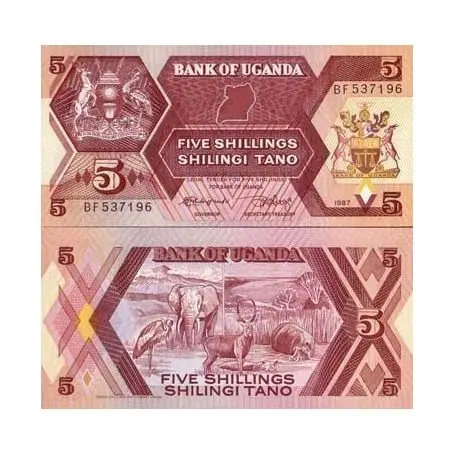 Billet de collection Ouganda Pk N° 27 - 5 Shillings Nouvelle Collection