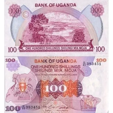 Billets collection Ouganda Pk N° 19 - 100 Shillings Petit Prix
