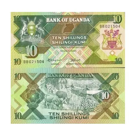Produit De Marque Billets de banque Ouganda Pk N° 28 - 10 Shillings