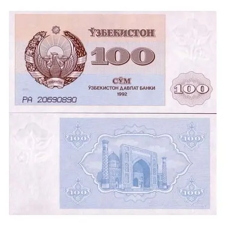 Authentique Billets de banque Ouzbekistan Pk N° 67 - 100 Sum