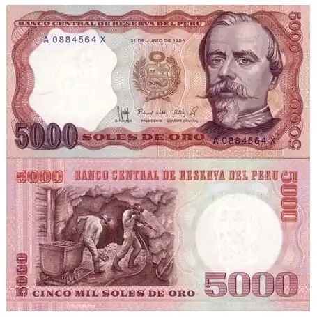 Acheter Direct Billet de banque Perou Pk N° 117 - 5000 SOLES