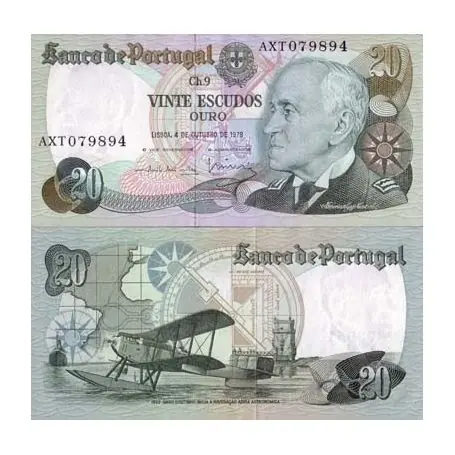 Billets collection Portugal Pk N° 176 - 20 Escudos Super Prix