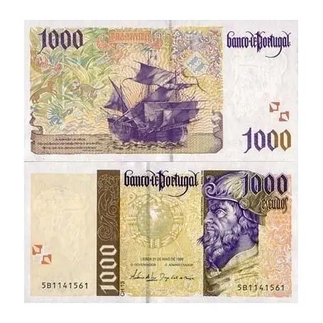 Billets de banque Portugal Pk N° 188 - 1000 Escudos Prix Cassé