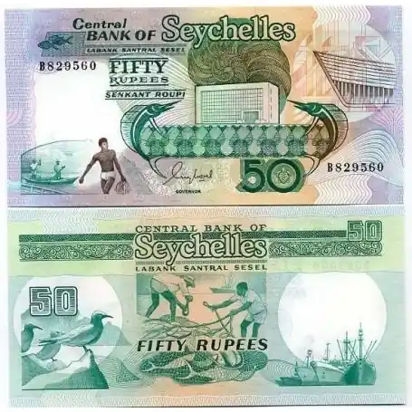 Billets banque Seychelles Pk N° 34 - 50 Ruppes Certifié