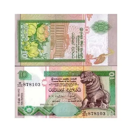 Pas Cher Billet de collection Sri Lanka Pk N° 115 - 10 Ruppees
