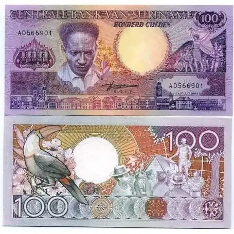 Certifié Billets collection Surinam Pk N° 133 - 100 Gulden