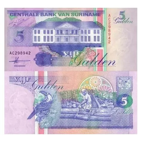 Meilleure Vente Billets de banque SURINAM Pk N° 136 - 5 Gulden