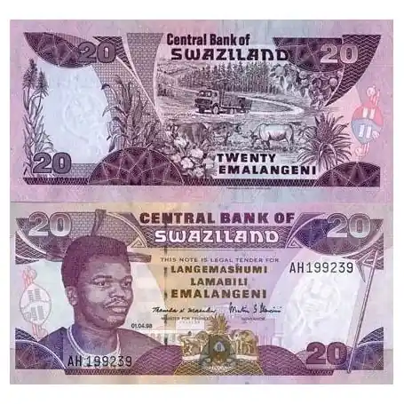 Billet de collection Swaziland Pk N° 25 - 20 Lilangeni Livraison Express