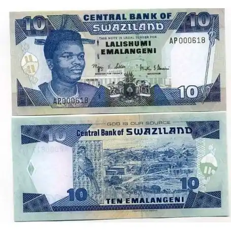 Garantie Incluse Billets de banque Swaziland Pk N° 29 - 10 Lilangeni