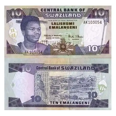 Billet de banque Swaziland Pk N° 24 - 10 Lilangeni Garantie Incluse