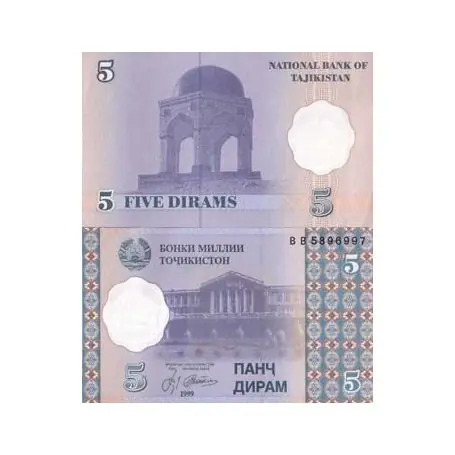 Billet de banque Tadjikistan Pk N° 11 - 5 Dirams Expédition Rapide