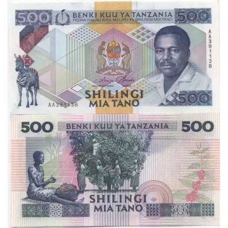 Billet de collection Tanzanie Pk N° 21 - 500 Shilings Fait Main