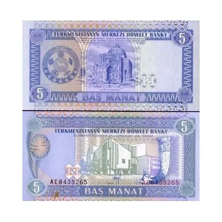 Billet de collection Turkmenistan Pk N° 2 - 5 Manats Acheter En Ligne