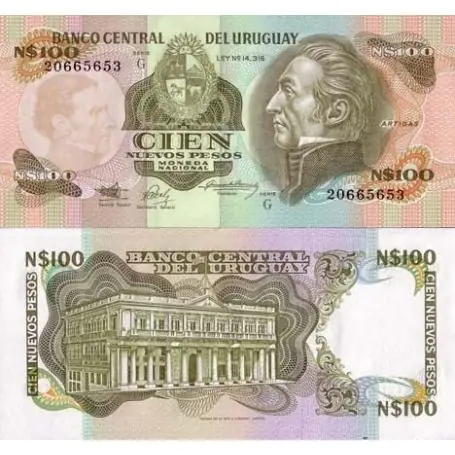 Billets de banque Uruguay Pk N° 62 - 100 N.Pesos Gros Lot