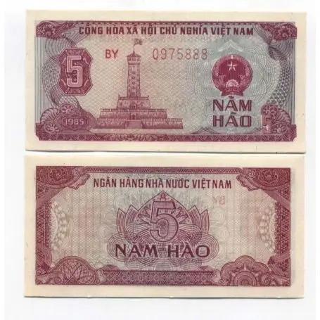 Billets collection Vietnam Nord Pk N° 89 - 5 Dong Prix Choc
