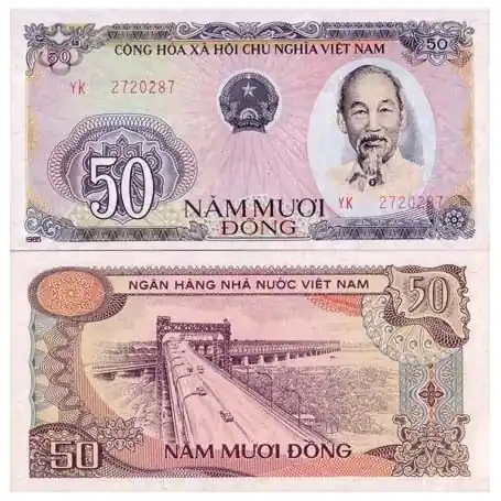 Billets banque Vietnam Nord Pk N° 97 - 50 Dong Livraison Gratuite