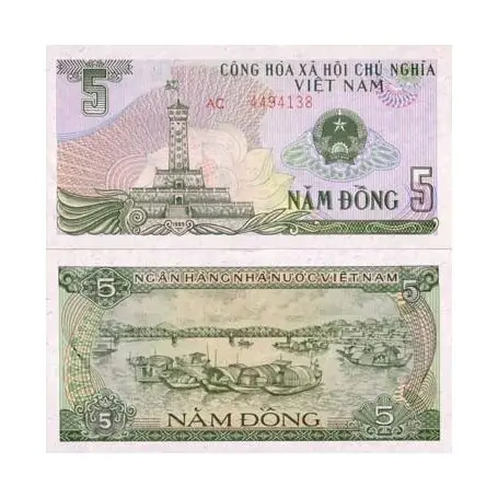 Billets collection Vietnam Nord Pk N° 92 - 5 Dong Satisfait Ou Remboursé
