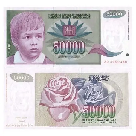 Billets de banque Yougoslavie Pk N° 117 - 50000 Dinara Prix Promo