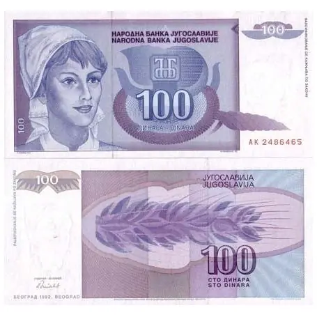 Nouvelle Collection Billet de collection Yougoslavie Pk N° 112 - 100 Dinara