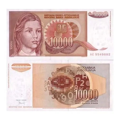 Billet de banque Yougoslavie Pk N° 116 - 10000 Dinara Offre Exclusive