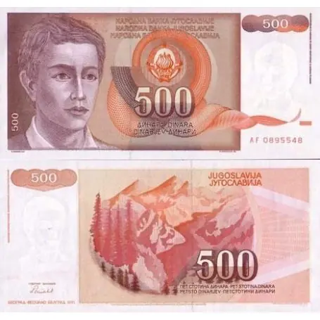 Affaire À Saisir Billets banque Yougoslavie Pk N° 109 - 500 Dinara