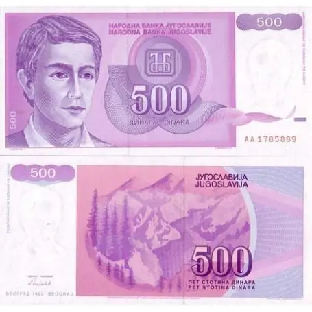 Billets collection Yougoslavie Pk N° 113 - 500 Dinara Populaire