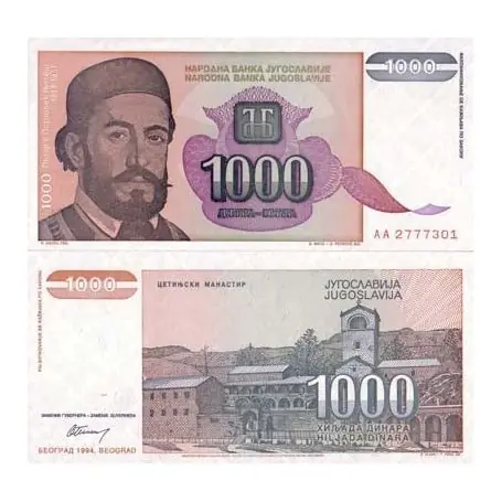 Billets de banque Yougoslavie Pk N° 140 - 1000 Dinara Original