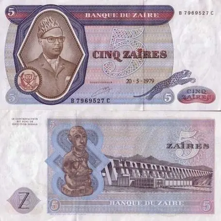 Billet de collection Zaire Pk N° 22 - 5 Nouveaux Makuta Tendance