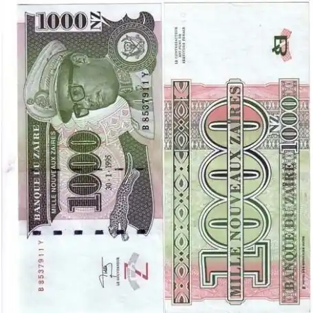 Billets banque Zaire Pk N° 67 - 1000 Nouveaux Zaires Nouveauté