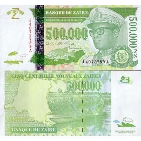 Livraison Gratuite Billet de collection Zaire Pk N° 78 - 500000 Zaires
