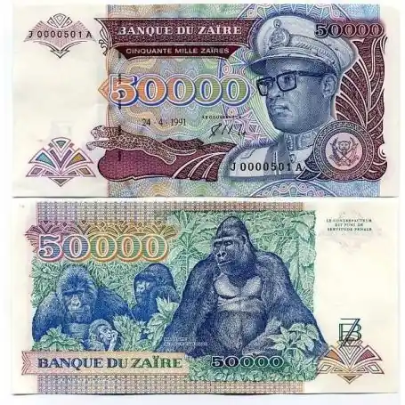 Billets banque Zaire Pk N° 40 - 50000 Zaires En Vogue