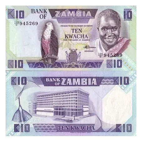Billet de collection Zambie Pk N° 26 - 10 Kwacha Remise