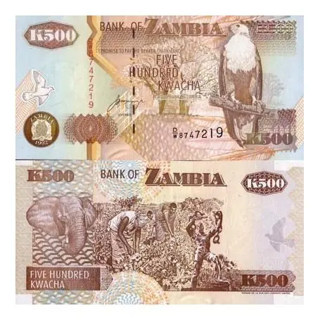 Billet de banque Zambie Pk N° 39 - 500 Kwacha Produit De Marque