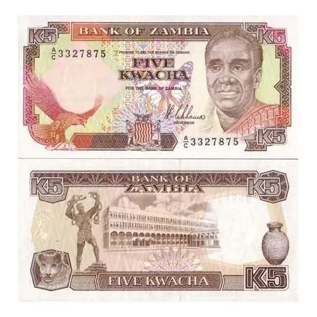 Billets banque Zambie Pk N° 30 - 5 Kwacha Solde