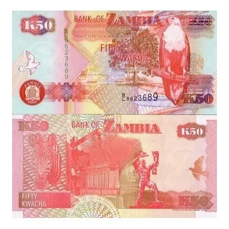 Billets banque Zambie Pk N° 37 - 50 Kwacha Meilleure Vente