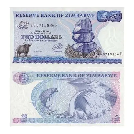 Meilleur Choix Billet de collection Zimbabwe Pk N° 1 - 2 Dollars