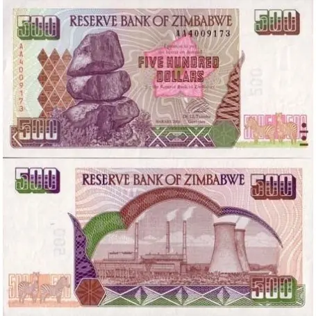 Nouvelle Collection Billet de collection ZIMBABWE Pk N° 10 - 500 Dollars