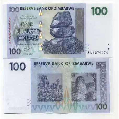 Bon Plan Billets collection Zimbabwe Pk N° 69 - 100 Dollars
