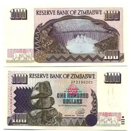 Certifié Billets de banque Zimbabwe Pk N° 9 - 100 Dollars