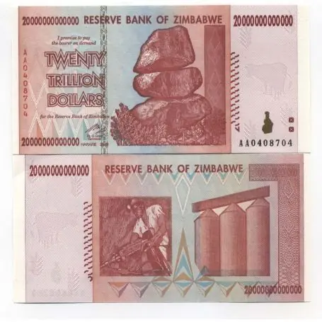 Haute Qualité Billet de collection Zimbabwe Pk N° 89 - 20 TRILLION Dollars