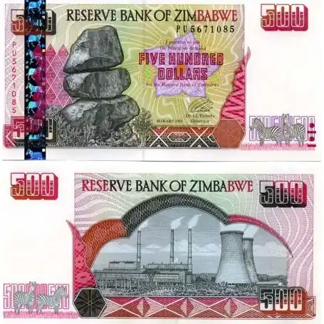 Billet de collection ZIMBABWE Pk N° 11 - 500 Dollars Pas Cher