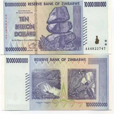 Dernière Chance Billet de collection Zimbabwe Pk N° 85 - 10 Milliards Dollars