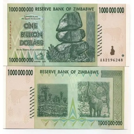 Billets banque Zimbabwe Pk N° 83 - 1 Milliards Dollars Acheter En Ligne