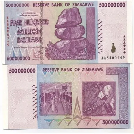 Nouvel Arrivage Billets collection Zimbabwe Pk N° 82 - 500 Millions Dollars