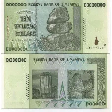 Petit Prix Billet de collection Zimbabwe Pk N° 88 - 10 TRILLION Dollars