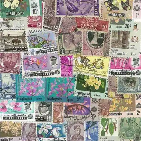 Collection de timbres Johore oblitérés Livraison Gratuite